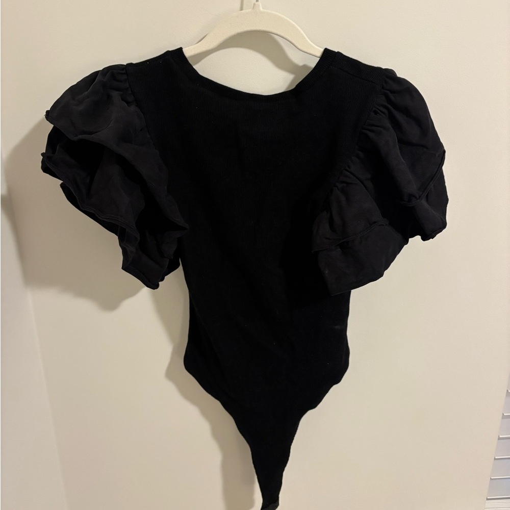 Women’s Black Ruffled Bodysuit - Picture 3 of 3